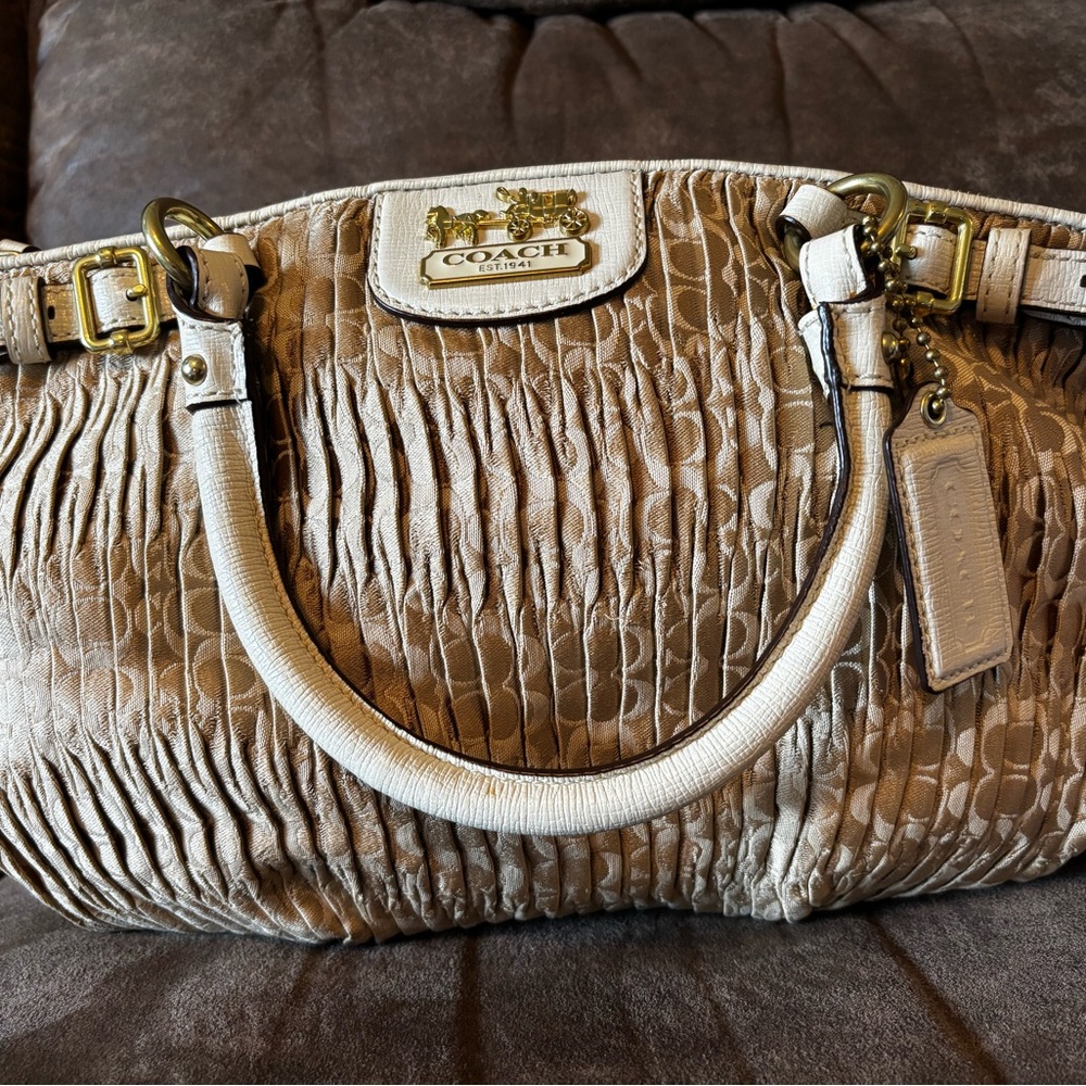 Coach Tan Pleated Women's Bag